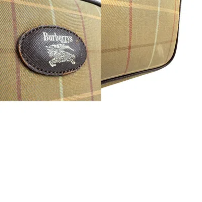 Pre-owned Burberry S Beige Brown Khaki Canvas Leather Shoulder Bag ()