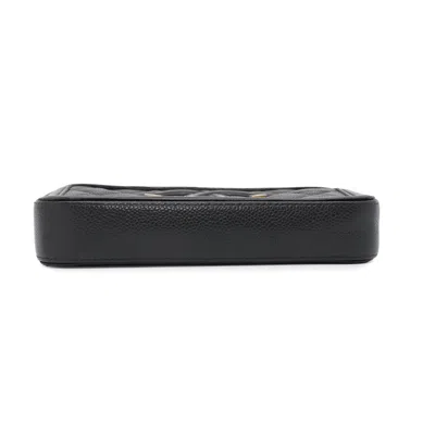 Pre-owned Chanel Black Grained Calfskin Chain/shoulder Wallet ()