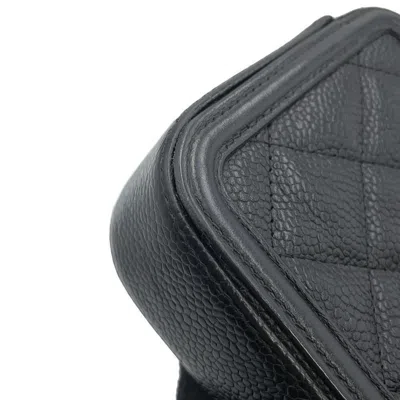 Pre-owned Chanel Black Grained Calfskin Chain/shoulder Wallet ()