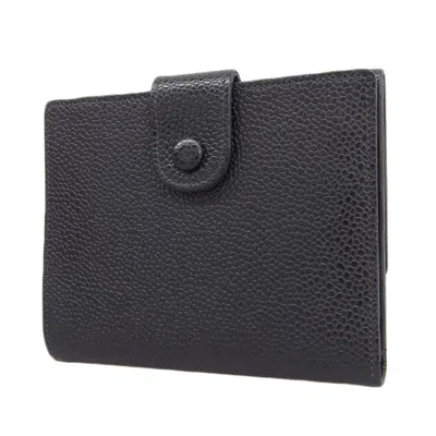 Pre-owned Chanel Black Grained Calfskin Wallet (bi-fold) ()