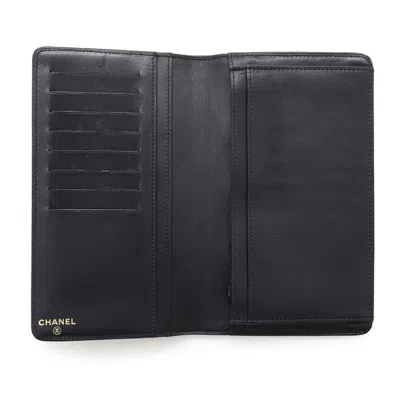 Pre-owned Chanel Black Leather Long Wallet (bi-fold) ()
