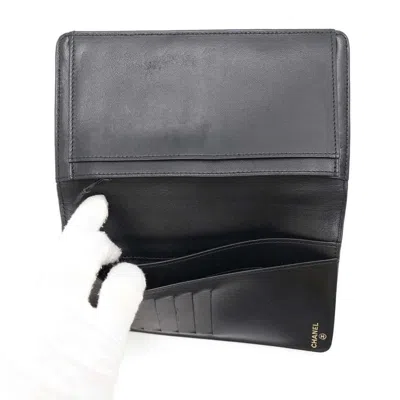 Pre-owned Chanel Black Leather Long Wallet (bi-fold) ()