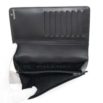 Pre-owned Chanel Black Leather Long Wallet (bi-fold) ()