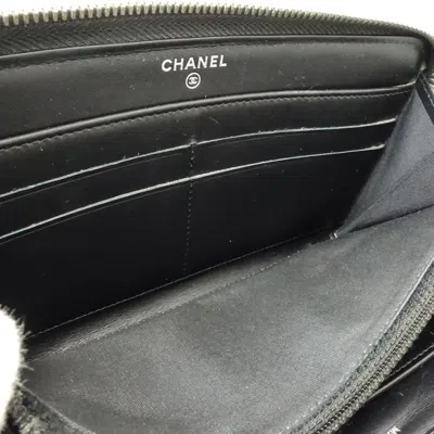 Pre-owned Chanel Black Patent Leather Long Wallet (bi-fold) ()