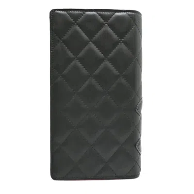 Pre-owned Chanel Black Pink Cambon Ligne Long Wallet (bi-fold) () In Multi