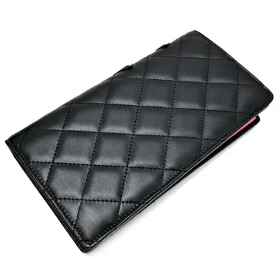Pre-owned Chanel Black Pink Cambon Ligne Long Wallet (bi-fold) () In Multi