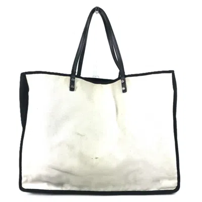 Pre-owned Chanel Black White Canvas Shoulder Bag Tote Bag ()