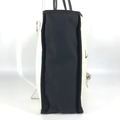 Pre-owned Chanel Black White Canvas Shoulder Bag Tote Bag ()