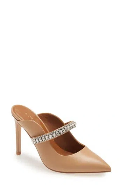 Kurt Geiger London Duke Crystal Strap Pointed Toe Mule In Brown