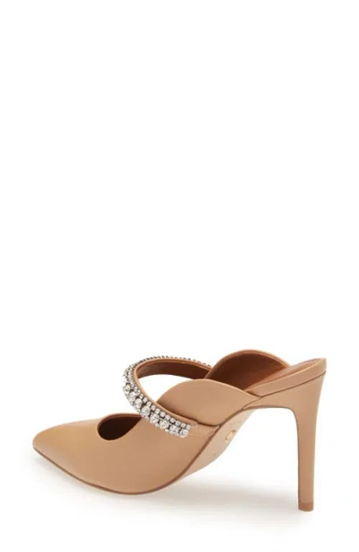 Kurt Geiger London Duke Crystal Strap Pointed Toe Mule In Brown