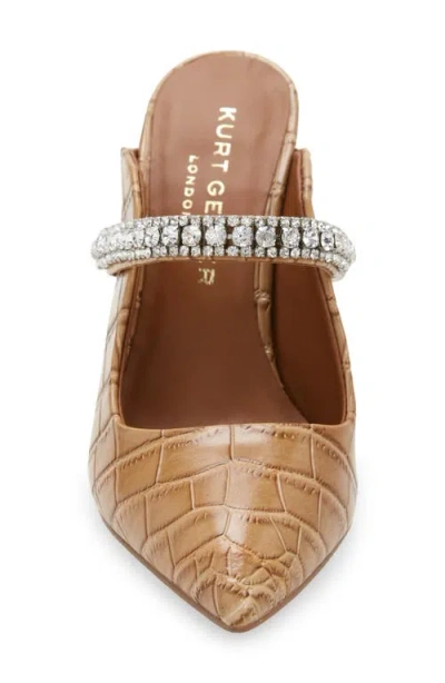 Kurt Geiger London Duke Crystal Strap Pointed Toe Mule In Brown