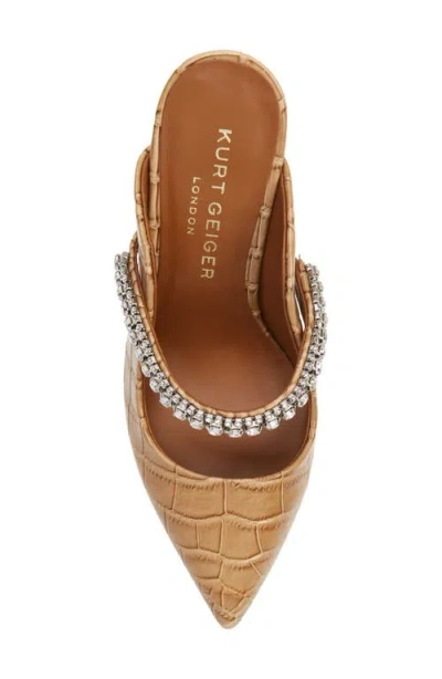 Kurt Geiger London Duke Crystal Strap Pointed Toe Mule In Brown