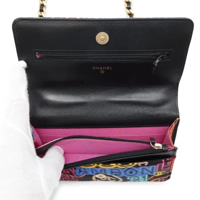 Pre-owned Chanel Multi-color Fabric Leather Chain/shoulder Wallet ()