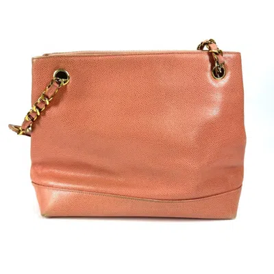 Pre-owned Chanel Pink Grained Calfskin Shoulder Bag Tote Bag ()