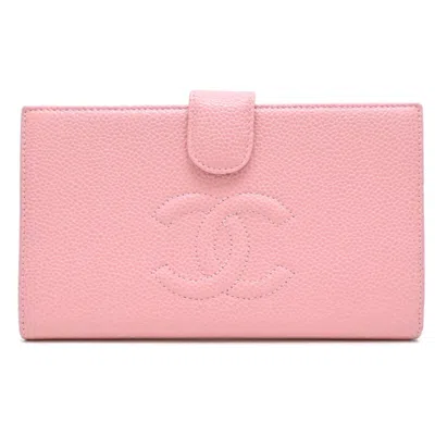 Pre-owned Chanel Pink Grained Calfskin Wallet (bi-fold) ()