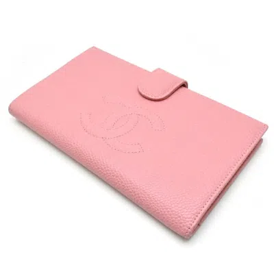 Pre-owned Chanel Pink Grained Calfskin Wallet (bi-fold) ()