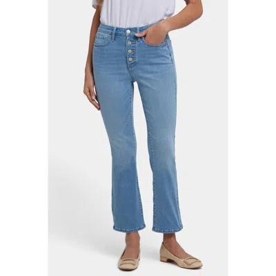 Nydj Billie Exposed Button High Waist Ankle Mini Bootcut Jeans In Blue