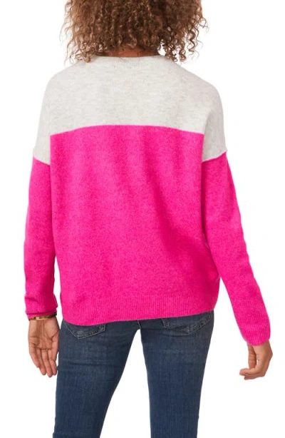 Vince Camuto Extend Shoulder Colorblock Sweater In Pink