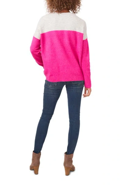 Vince Camuto Extend Shoulder Colorblock Sweater In Pink