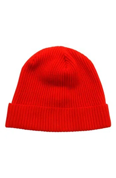 Portolano Merino Wool Rib Cuff Beanie In Red