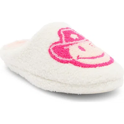 Joe Boxer Cowboy Smiley Faux Shearling Clog In White