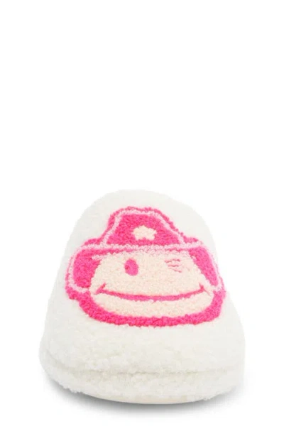 Joe Boxer Cowboy Smiley Faux Shearling Clog In White