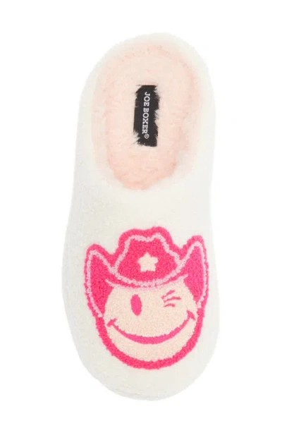 Joe Boxer Cowboy Smiley Faux Shearling Clog In White