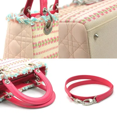 Pre-owned Dior Christian  Pink Canvas Leather Handbag Shoulder Bag ()