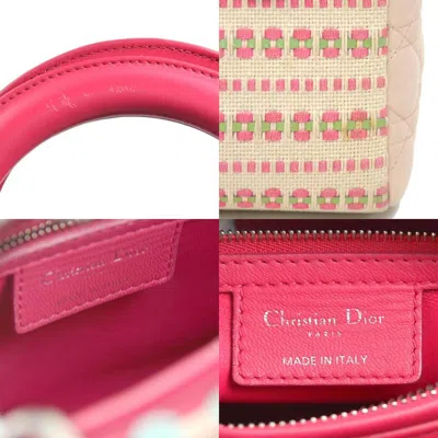 Pre-owned Dior Christian  Pink Canvas Leather Handbag Shoulder Bag ()