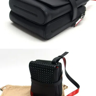 Pre-owned Christian Louboutin Black Red Color Leather Shoulder Bag ()