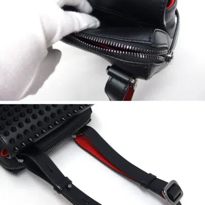 Pre-owned Christian Louboutin Black Red Color Leather Shoulder Bag ()