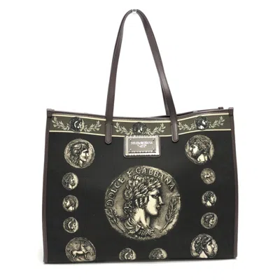 Pre-owned Dolce & Gabbana Brown Canvas Leather Tote Bag ()