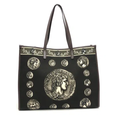 Pre-owned Dolce & Gabbana Brown Canvas Leather Tote Bag ()