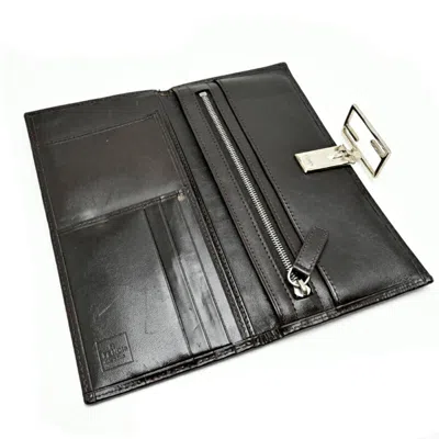 Pre-owned Fendi Brown Canvas Leather Long Wallet (bi-fold) ()