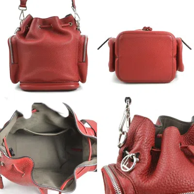 Pre-owned Fendi Burgundy Red Color Leather Shoulder Bag ()