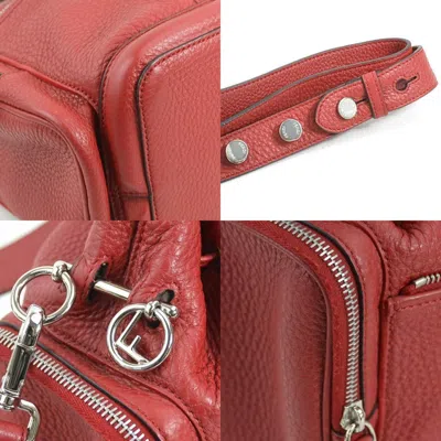 Pre-owned Fendi Burgundy Red Color Leather Shoulder Bag ()
