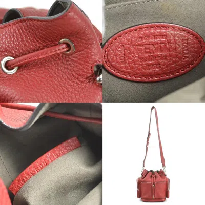 Pre-owned Fendi Burgundy Red Color Leather Shoulder Bag ()