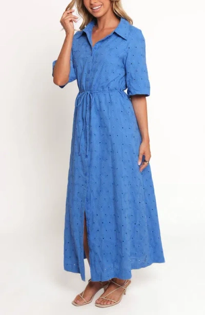 Petal And Pup Petal & Pup Cooper Embroidered Tie Waist Maxi Shirtdress In Multi