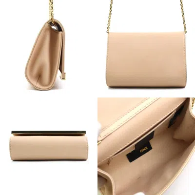 Pre-owned Fendi Gold Pink Beige Leather Metal Shoulder Bag ()