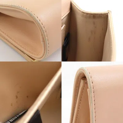 Pre-owned Fendi Gold Pink Beige Leather Metal Shoulder Bag ()