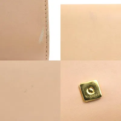 Pre-owned Fendi Gold Pink Beige Leather Metal Shoulder Bag ()