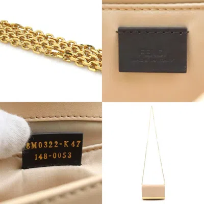 Pre-owned Fendi Gold Pink Beige Leather Metal Shoulder Bag ()
