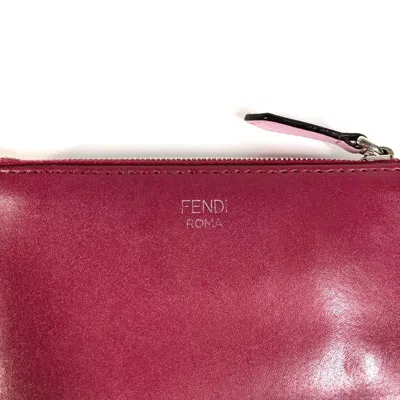 Pre-owned Fendi Red Color Leather Coin Purse/coin Case ()