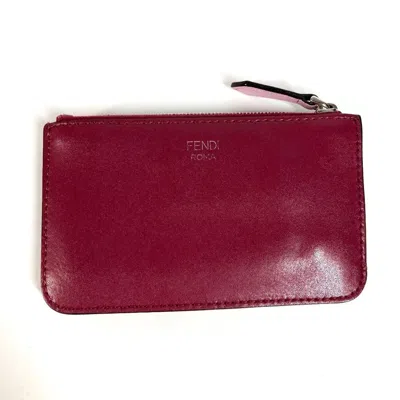 Pre-owned Fendi Red Color Leather Coin Purse/coin Case ()