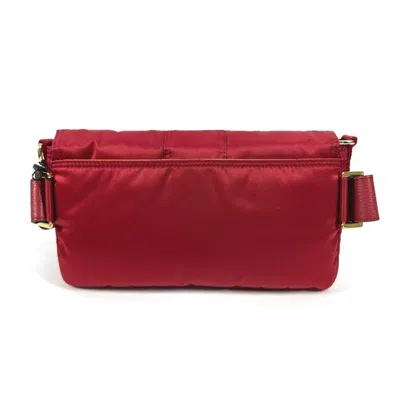 Pre-owned Fendi Red Color Nylon Pochette Shoulder Bag ()
