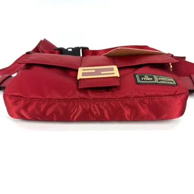 Pre-owned Fendi Red Color Nylon Pochette Shoulder Bag ()