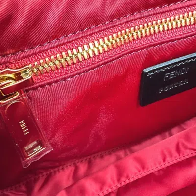 Pre-owned Fendi Red Color Nylon Pochette Shoulder Bag ()