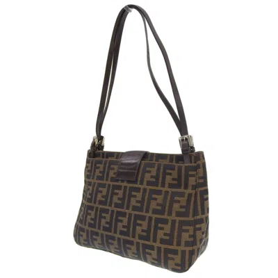 Pre-owned Fendi Zucca Brown Canvas Leather Shoulder Bag ()