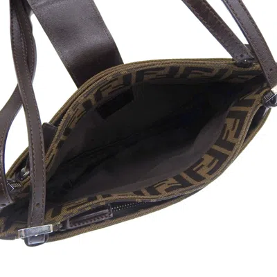 Pre-owned Fendi Zucca Brown Canvas Leather Shoulder Bag ()