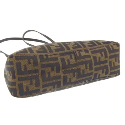 Pre-owned Fendi Zucca Brown Canvas Leather Shoulder Bag ()